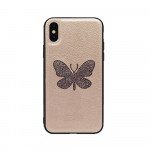 Wholesale iPhone 8 Plus / 7 Plus Glitter Butterfly Fashion PU Leather Case (Champagne Gold)